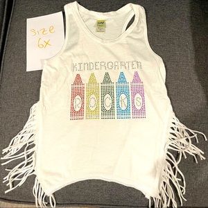 Kindergarten rocks tank top with fringe